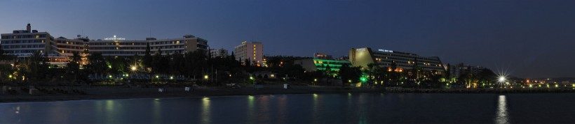 A night panorama of seaside next to 4 Seasons, Limassol, Cyprus